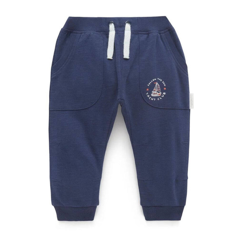 Purebaby Slouchy Pants, Navy-toys-baby_gifts-Mornington_Peninsula-Australia