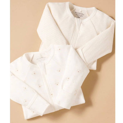 Purebaby Vanilla Bear Romper 2-Pack-baby_gifts-toy_shop-Mornington_Peninsula-Australia
