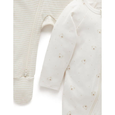 Purebaby Vanilla Bear Romper 2-Pack-baby_gifts-toy_shop-Mornington_Peninsula-Australia