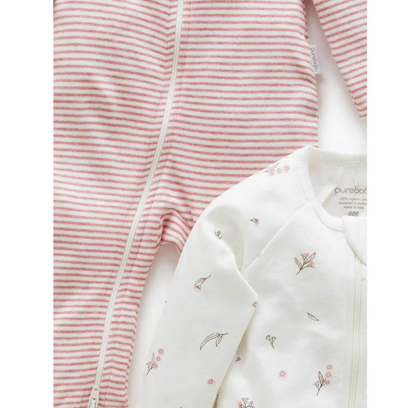 Purebaby Vanilla Blossom Zipsuit 2-Pack-baby_gifts-toys-Mornington_Peninsula-Australia