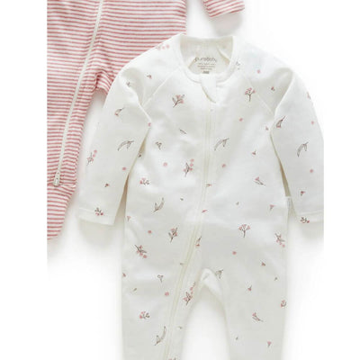 Purebaby Vanilla Blossom Zipsuit 2-Pack-baby_gifts-toys-Mornington_Peninsula-Australia