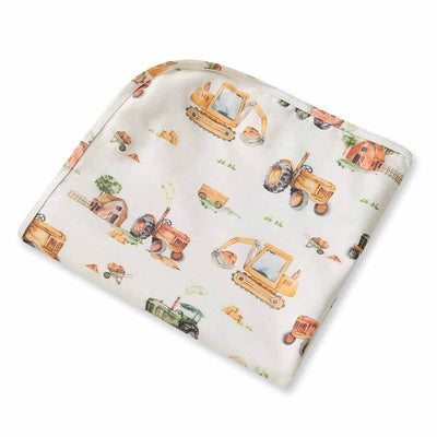 Snuggle Hunny Diggers & Tractors Jersey Wrap & Beanie Set-baby_gifts-kids_toys-childrens_books-Mornington_Peninsula