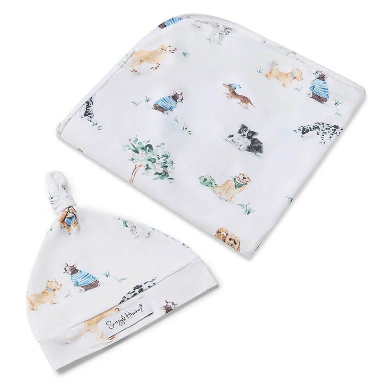 Snuggle Hunny Dog Park Jersey Wrap & Beanie Set-baby_gifts_online_australia