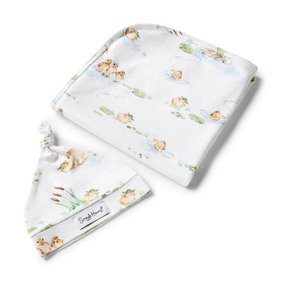 Snuggle Hunny Duck Pond Jersey Wrap & Beanie Set-baby_gifts_online_australia
