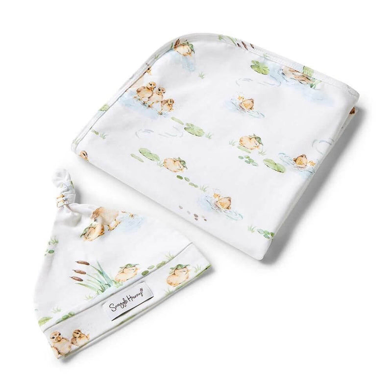 Snuggle Hunny Duck Pond Jersey Wrap & Beanie Set-baby_gifts_online_australia