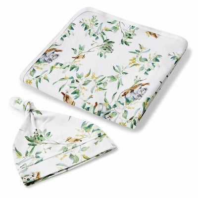 Snuggle Hunny Eucalypt Jersey Wrap & Beanie Set-baby_gifts_online_australia