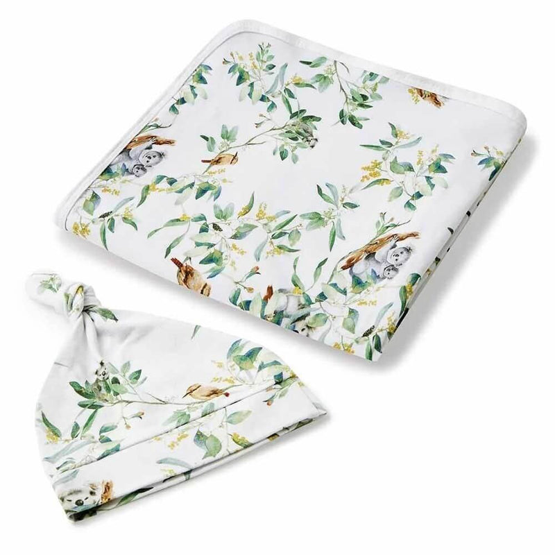 Snuggle Hunny Eucalypt Jersey Wrap & Beanie Set-baby_gifts_online_australia