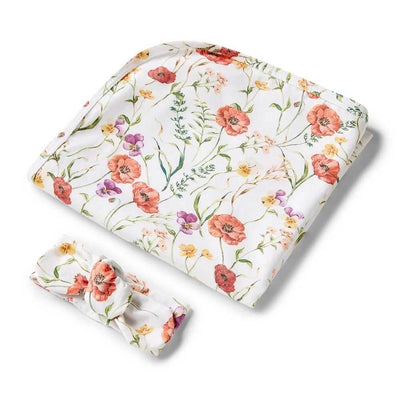Snuggle Hunny Meadow Jersey Wrap & Headband Set-baby_gifts_online_australia