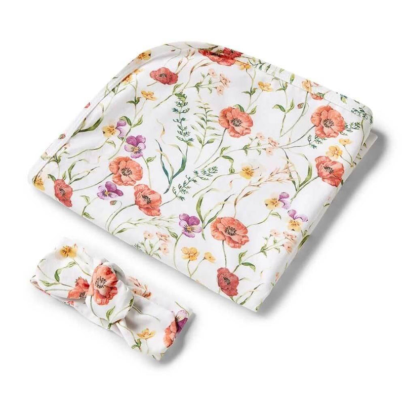 Snuggle Hunny Meadow Jersey Wrap & Headband Set-baby_gifts_online_australia