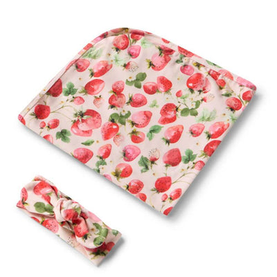 Snuggle Hunny Strawberry Jersey Wrap & Bow Set-baby_toys_australia-toys-Mornington_Peninsula