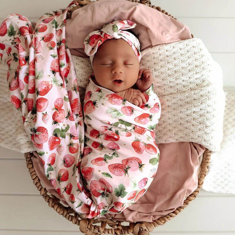 Snuggle Hunny Strawberry Jersey Wrap & Bow Set-baby_toys_australia-toys-Mornington_Peninsula