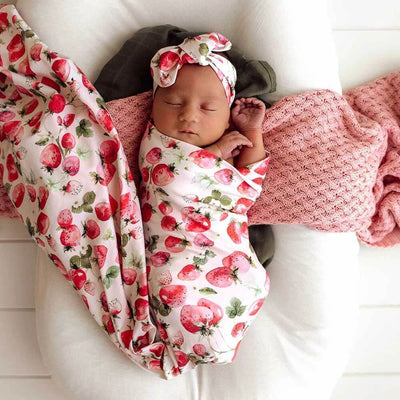 Snuggle Hunny Strawberry Jersey Wrap & Bow Set-baby_toys_australia-toys-Mornington_Peninsula
