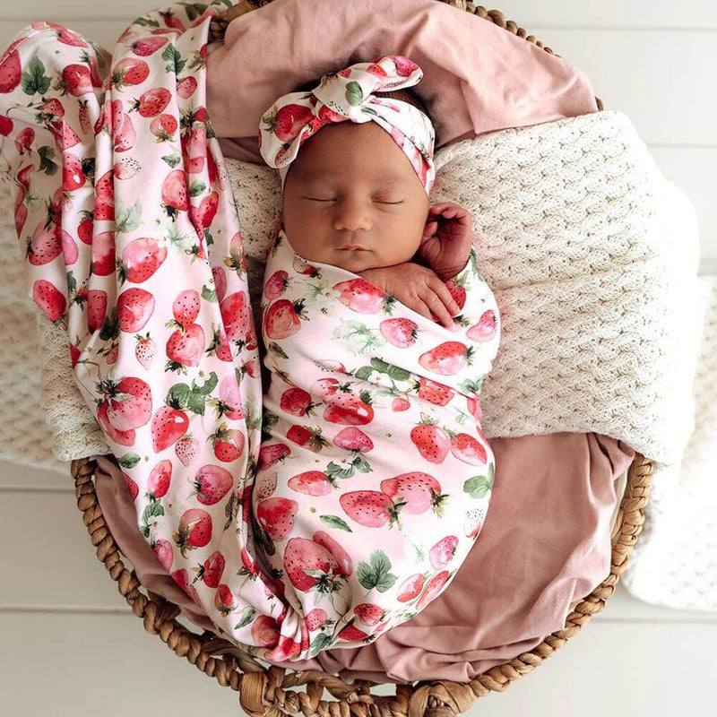 Snuggle Hunny Strawberry Jersey Wrap & Bow Set-baby_toys_australia-toys-Mornington_Peninsula