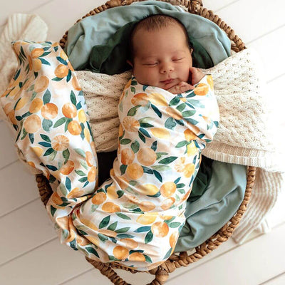 Snuggle Hunny Sunny Citrus Jersey Wrap & Beanie Set-baby_toys_australia-toys-Mornington_Peninsula