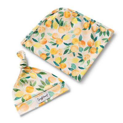 Snuggle Hunny Sunny Citrus Jersey Wrap & Beanie Set-baby_toys_australia-toys-Mornington_Peninsula