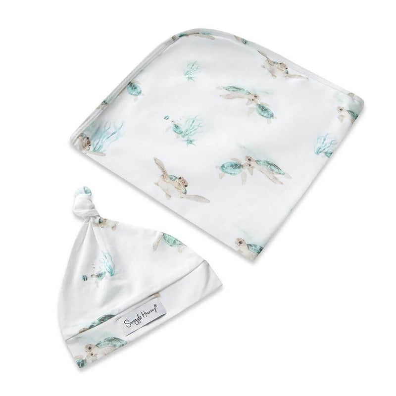 Snuggle Hunny Turtle Jersey Wrap & Beanie Set-baby_gifts_online_australia