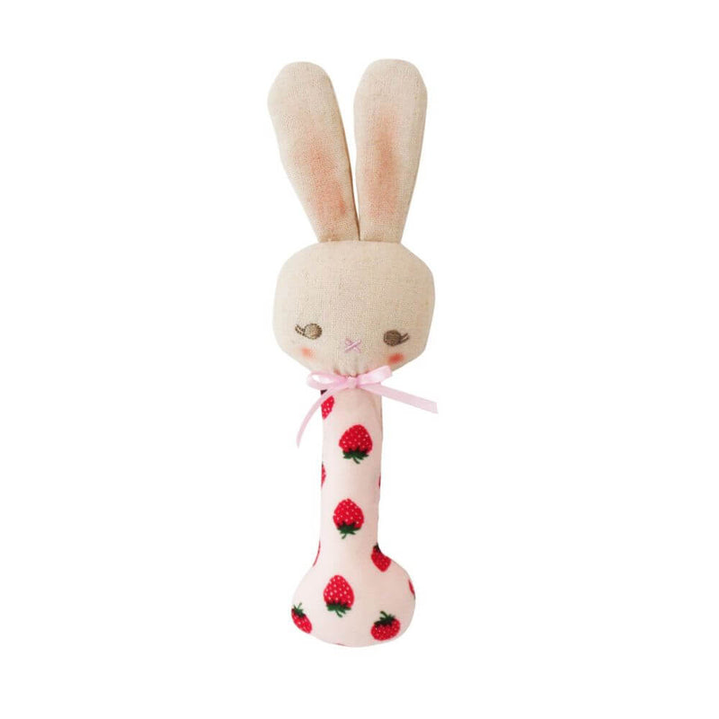 Alimrose Strawberry Bunny Stick Rattle