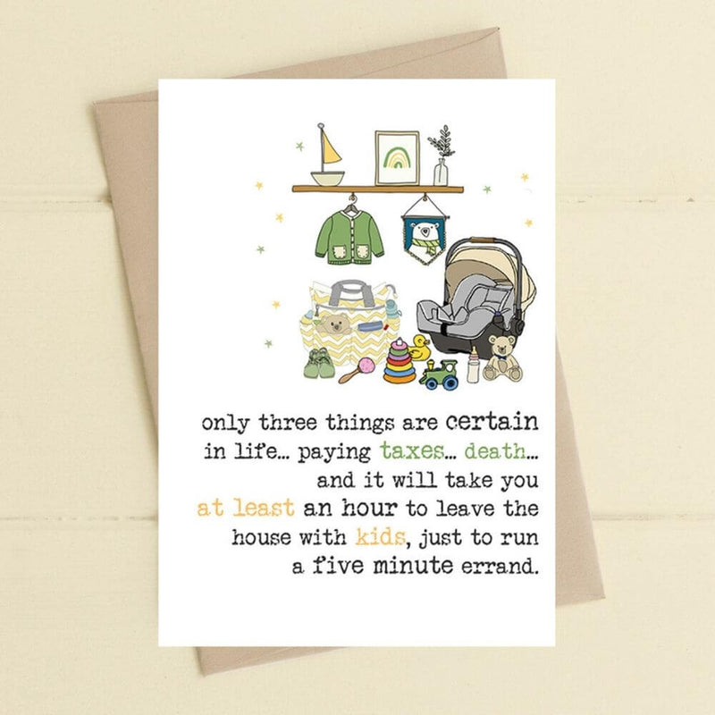 Taxes, Death & Kids New Baby Card-Baby Gifts-Toys-Mornington Peninsula