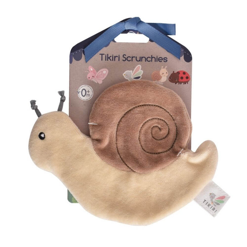 Tikiri Snail Scrunchie Toy-baby_gifts-toy_shop-Mornington_Peninsula-Australia