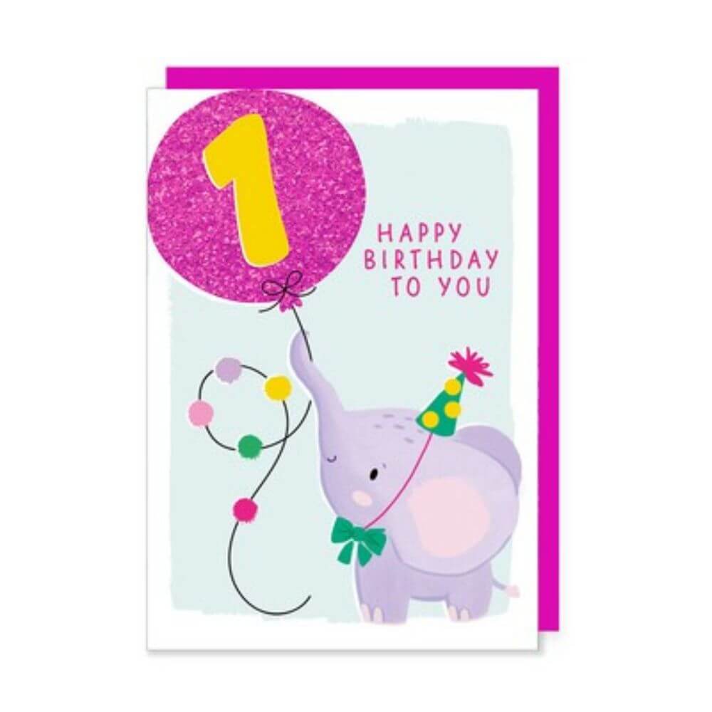 Birthday cards for kids online | Elephant Age 1 Birthday Card