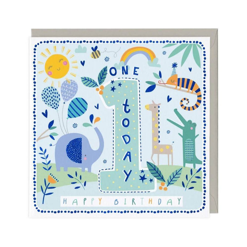 Age 1 Birthday Card: Jungle Friends-first_birthday_gifts-baby_gifts-Australia