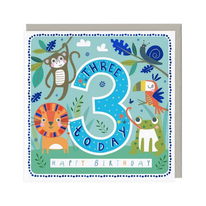 Age 3 Birthday Card: Cheerful Jungle
