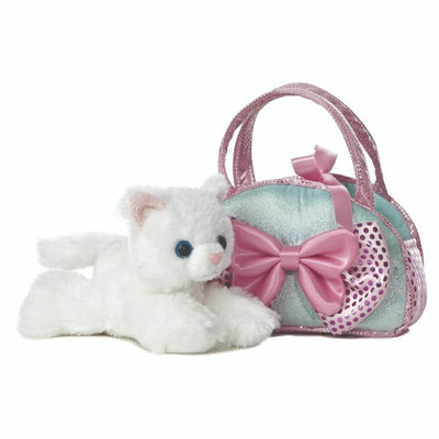 Fancy Pal Cat in Pink Bow/Blue Bag-The Enchanted Child