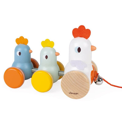 Janod Pull Along Chickens-first_birthday_gifts-baby_gifts-Australia