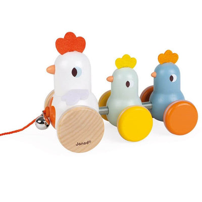 Janod Pull Along Chickens-first_birthday_gifts-baby_gifts-Australia