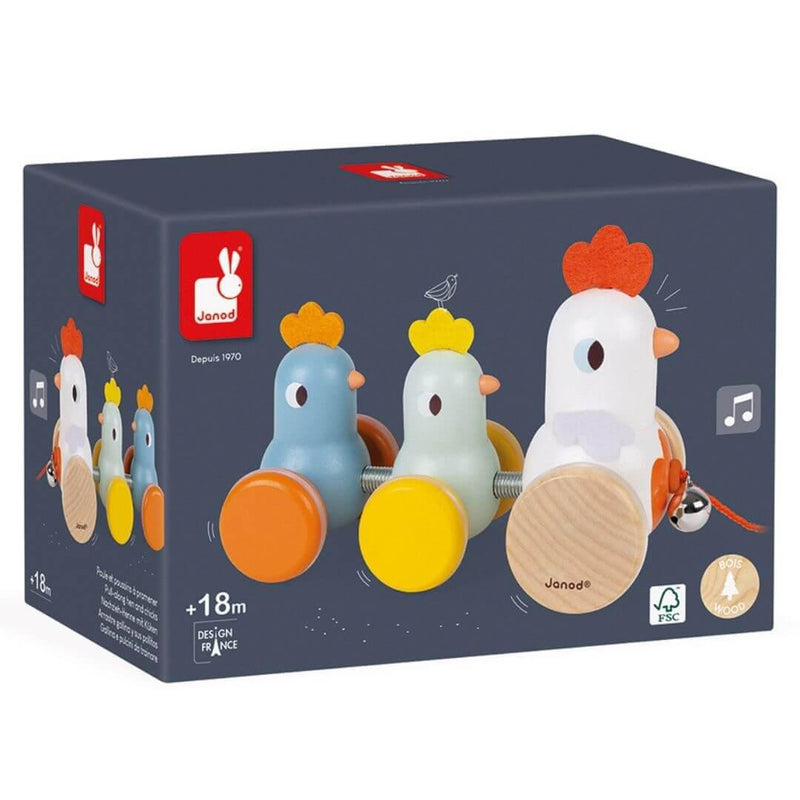 Janod Pull Along Chickens-first_birthday_gifts-baby_gifts-Australia