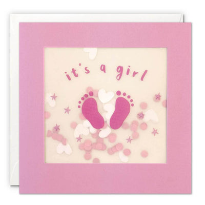 Pink Feet Shakies Baby Card