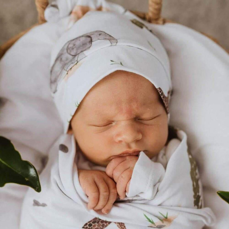 Snuggle Hunny Safari Jersey Wrap & Beanie Set-baby_gifts_online_australia